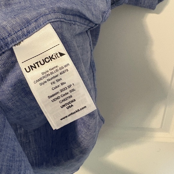 UNTUCKit Cameron Linen Slim Fit Short Sleeve Button Up Shirt Size Medium - Picture 7 of 11